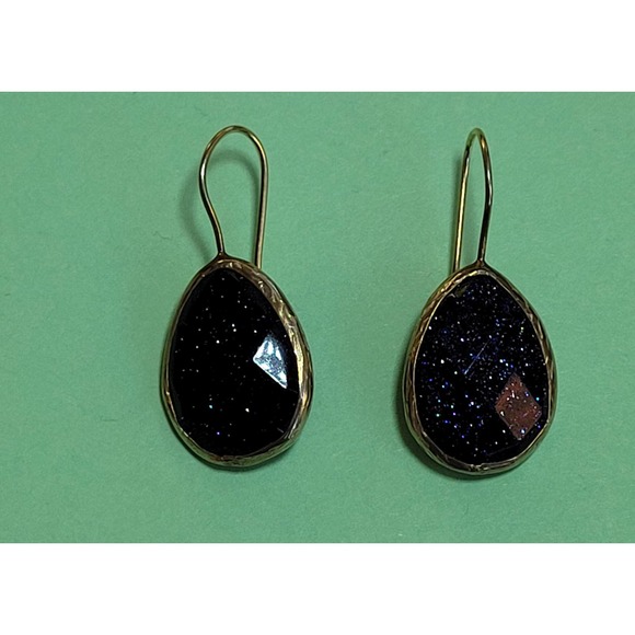 Vintage Gold Tone and Black Shimmer Earrings - Picture 8 of 10